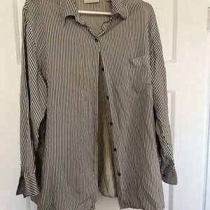 Lord & Taylor Black and White Striped Blouse